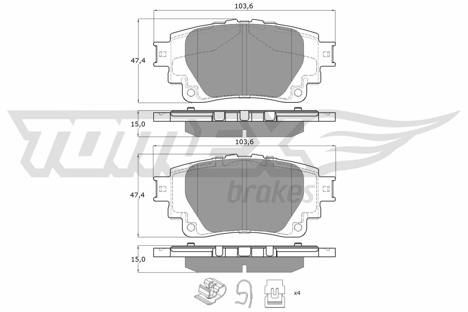 Sada brzdových destiček, kotoučová brzda TOMEX Brakes